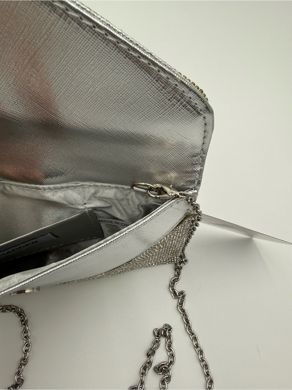 Steve Madden Silver Rhinestone Envelope Clutch Bag NWT - Picture 5 of 9